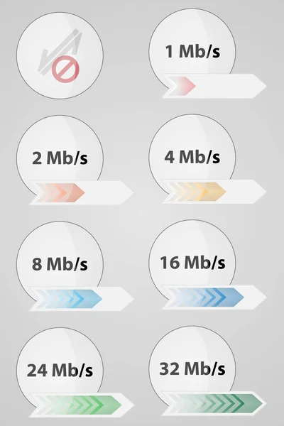 Internet Bağlantı Hızı Simgeler Gelen Internet Hız Simgeler Vektör — Stok Vektör