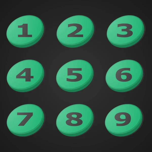 Vektorgrüne Nummerierungssymbole Symbole Der Zahlenzähltaste — Stockvektor