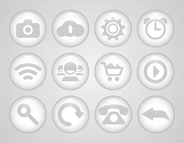 Set Glass Icons Volumetric Icons White Color — Stock Vector