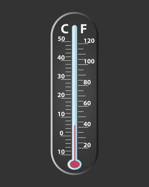 Termometr Rtęciowy Czarny Miernik Temperatury Poziomu Stopnia — Wektor stockowy