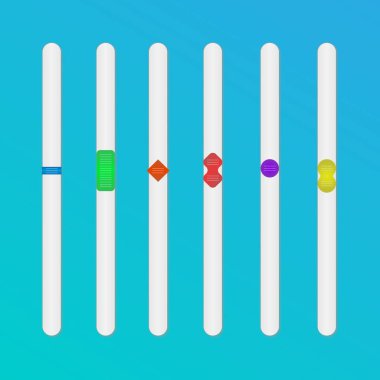 Renk sürgülerini web arayüzü. Vektör kontrol kaydırıcıları. Tasarım öğeleri.