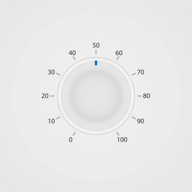 Vektör beyaz Denetim Masası bardak. Anahtar arayüzü stereo radyo beyaz arka plan üzerinde döndürme. 