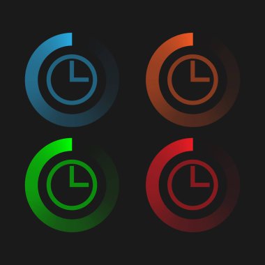 Dairesel neon yükleme. Renk pasta grafiği. Vektör yükleme, yükleme, download bar.