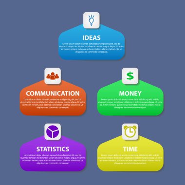 Vektör çizim iş sunma. Infographic sunu şablonu. Renk kategorileri bilgileri.