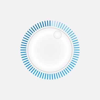 Beyaz düğme denetleyicisi, yuvarlak kontrol düğmesi. Beyaz bir arka plan üzerinde seviye kontrolü.