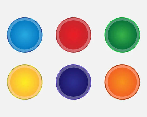 一组颜色矢量按钮 带有金属色轮廓的按钮 多彩多姿的圆按钮 — 图库矢量图片