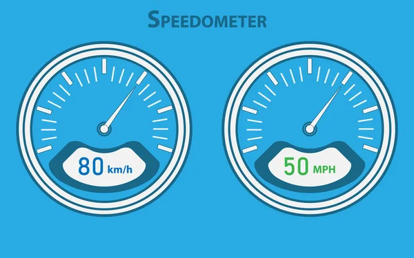 인터페이스에 속도계의 집합입니다 파란색 속도계 — 스톡 벡터