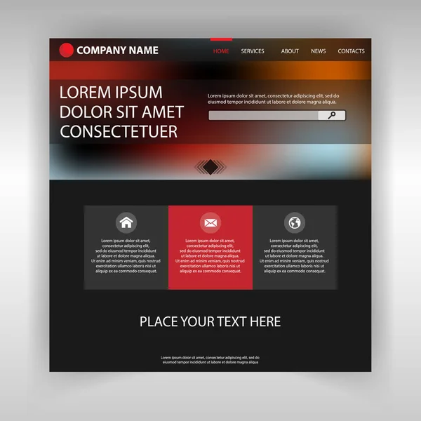 Black template web page for business company. Vector website template.