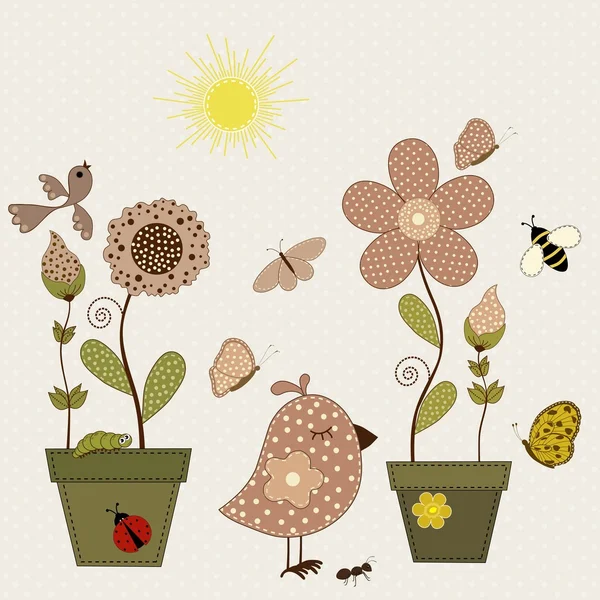 Set de pegatinas textiles de la naturaleza — Vector de stock