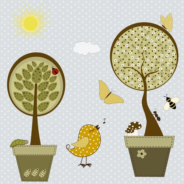 Set de pegatinas textiles de la naturaleza — Vector de stock