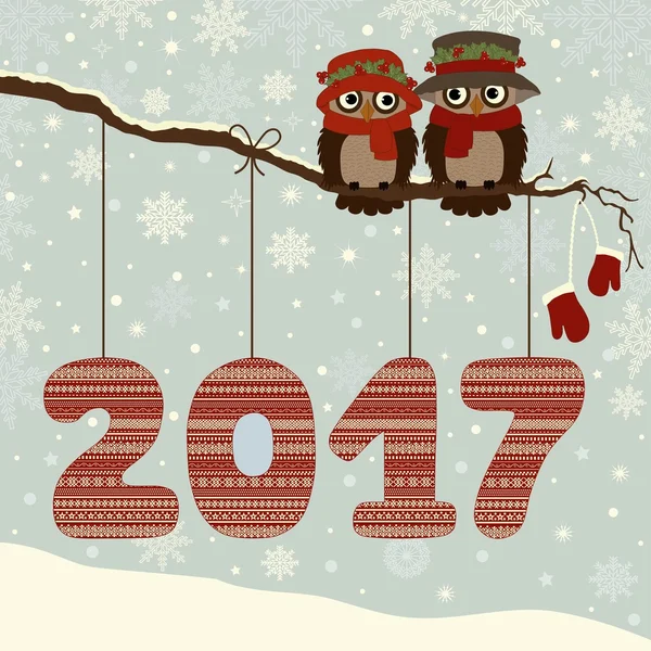 Boże Narodzenie kartkę z życzeniami z sowy — Wektor stockowy