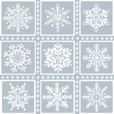 Tebrik kartı ile kar taneleri kümesi 