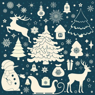 Noel retro simgeler, Noel öğeleri ayarlama 