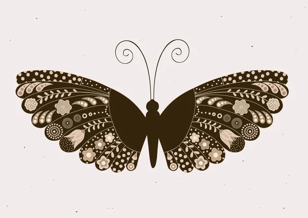 Tarjeta de felicitación con mariposa ornamental — Archivo Imágenes Vectoriales