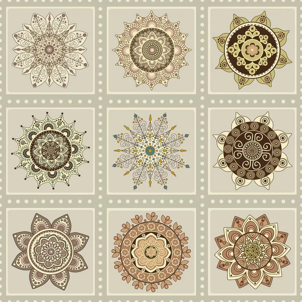 Sömlös orientaliska mönster med mandalas — Stock vektor