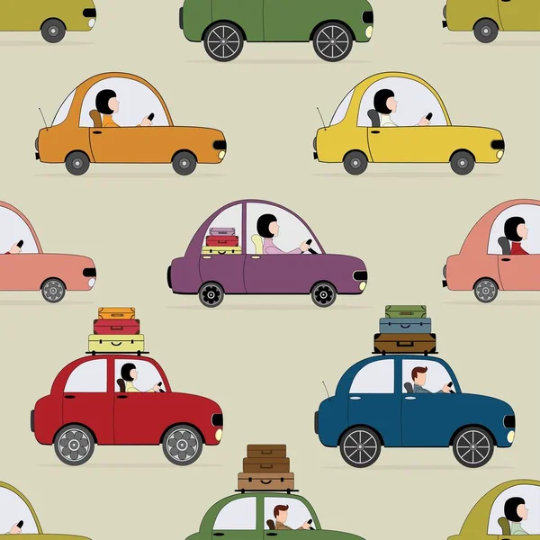 Patrón sin costuras con coches de colores — Archivo Imágenes Vectoriales