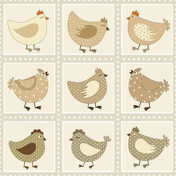 鶏漫画とシームレスなパターン — ストックベクタ