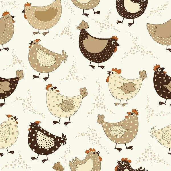 Seamless pattern with chicken cartoon — Stock Vector