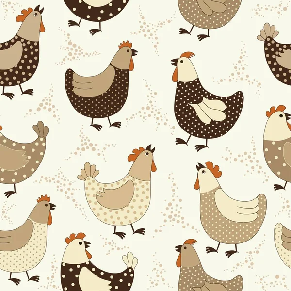 Seamless pattern with chicken cartoon — Stock Vector