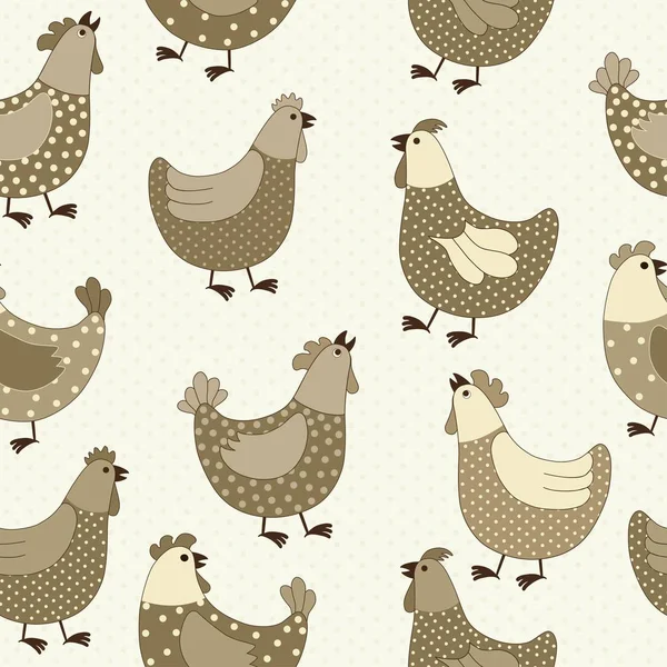 Nahtloses Muster mit Hühner-Cartoon — Stockvektor