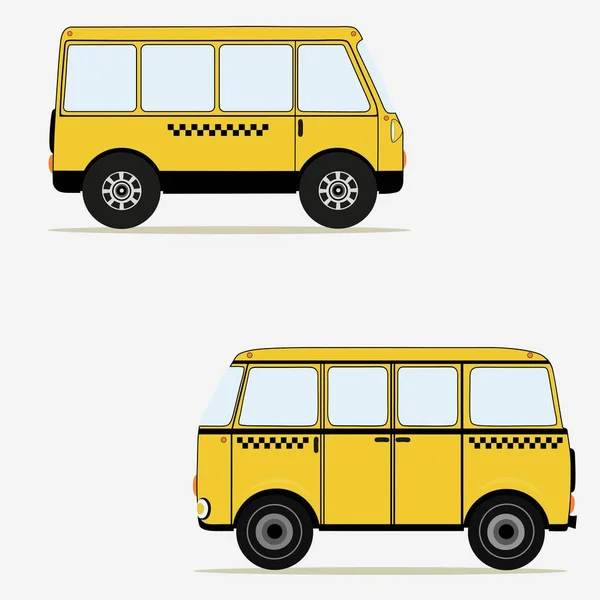 Cartoon yellow taxi buses — Stock Vector