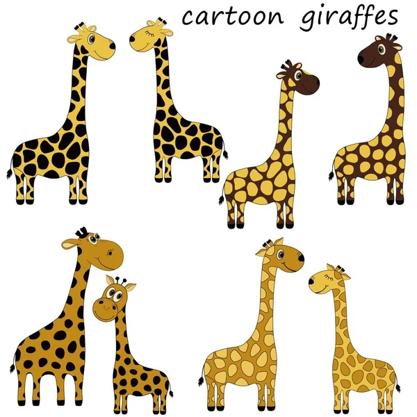 Giraffe dei cartoni animati su sfondo bianco — Vettoriale Stock