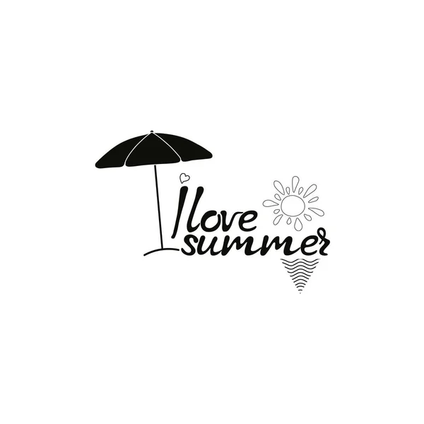 Ich liebe sommerkarte. Handgezeichneter Schriftzug — Stockvektor
