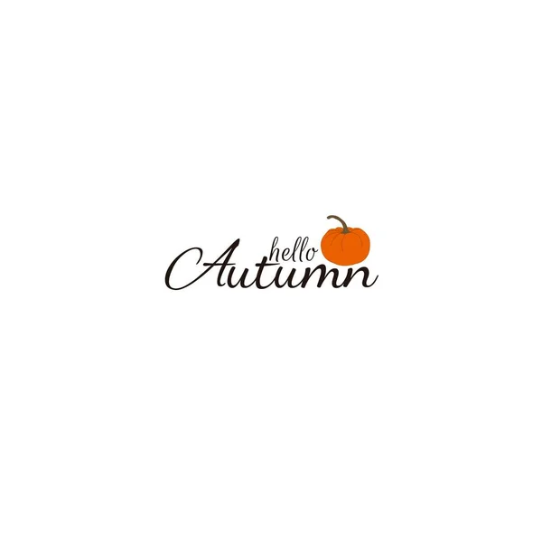 Bonjour phrase d'automne sur fond blanc avec citrouille — Image vectorielle