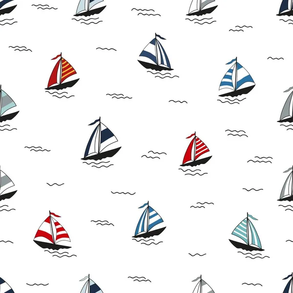 Morskich wzór z łodzi kreskówka — Wektor stockowy