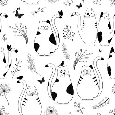 Sevimli kedilerle kusursuz desen