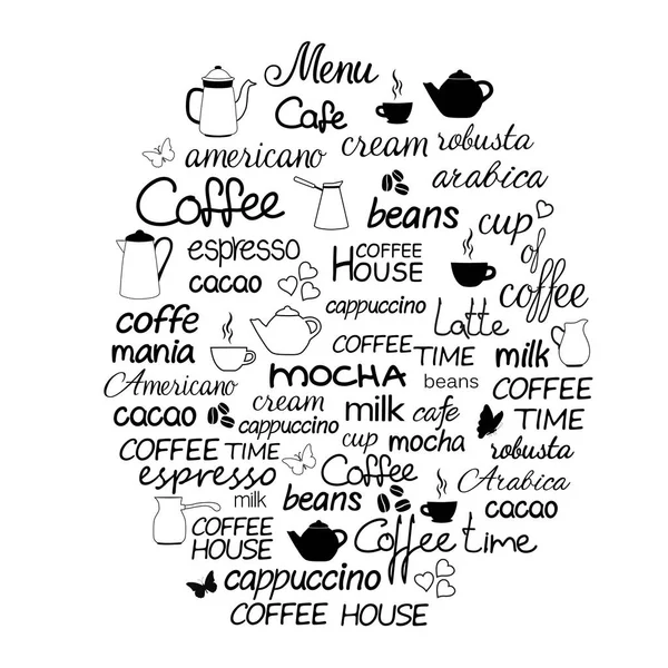 Coleção de letras desenhadas à mão de café . — Vetor de Stock