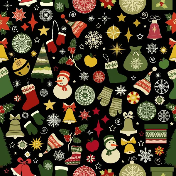 Seamless pattern with Christmas elements — Stock Vector