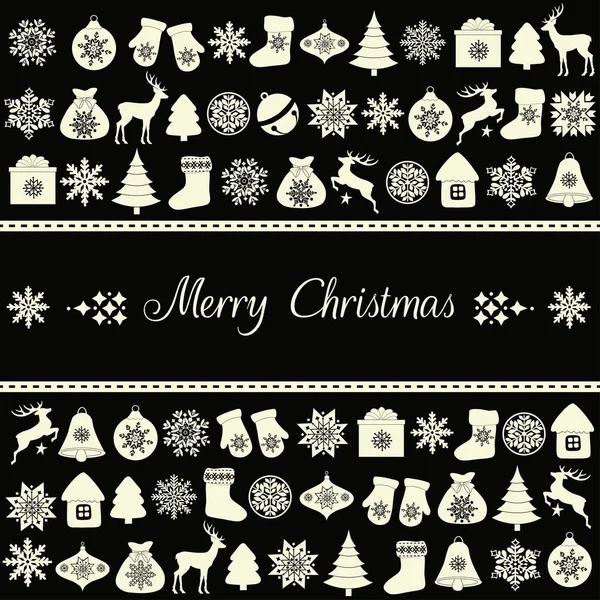 Christmas greeting card on black background — Stock Vector