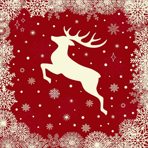 Tarjeta de felicitación navideña con ciervo — Vector de stock
