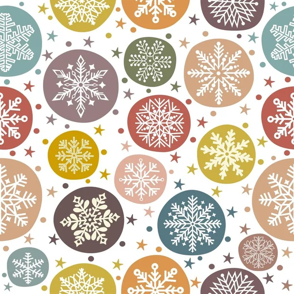Modèle sans couture de Noël avec flocon de neige — Image vectorielle