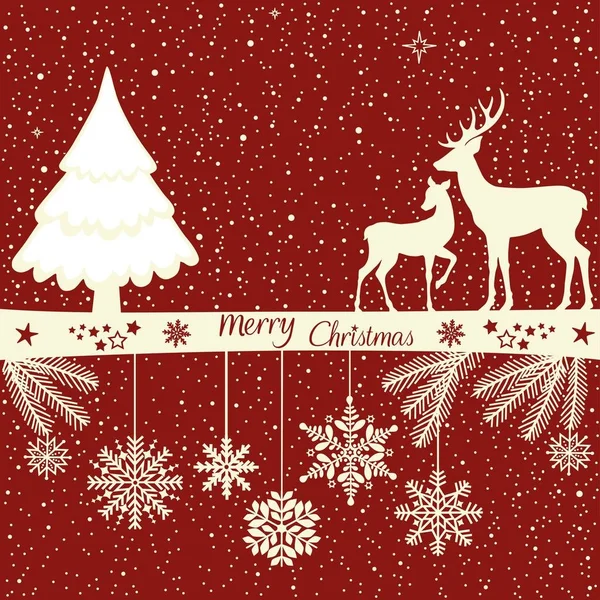 Christmas greeting card with deers — Stock Vector