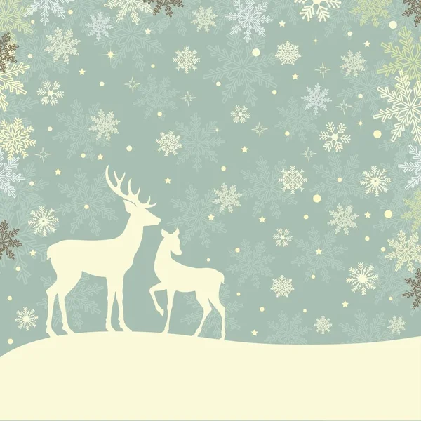 Tarjeta de felicitación de Navidad con ciervos — Vector de stock