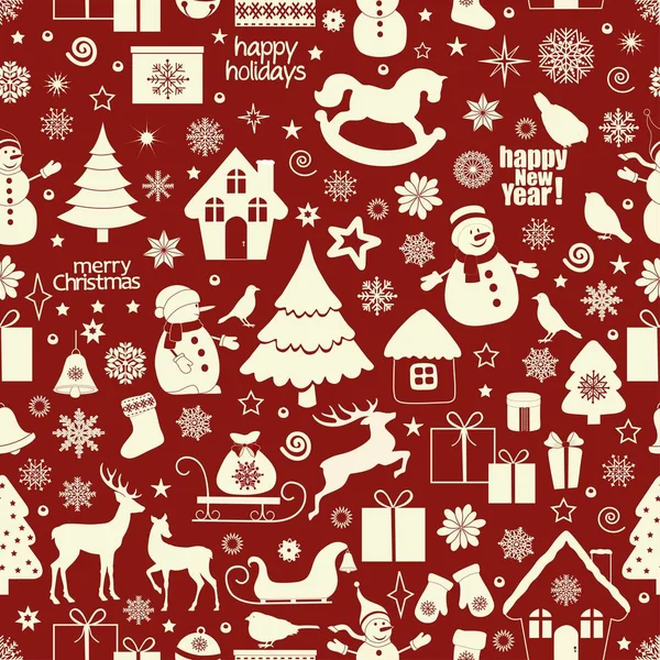 Sømløst julemønster med juleelementer – stockvektor