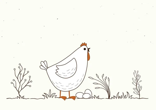 Karta s izolované kreslený kuře — Stockový vektor