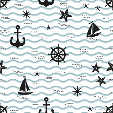 Deniz unsurları ile deniz seamless modeli 