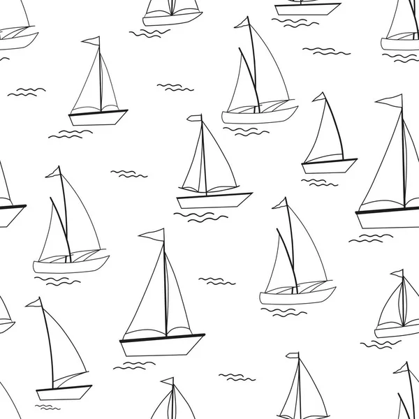 Wzór z łodzi kreskówka — Wektor stockowy