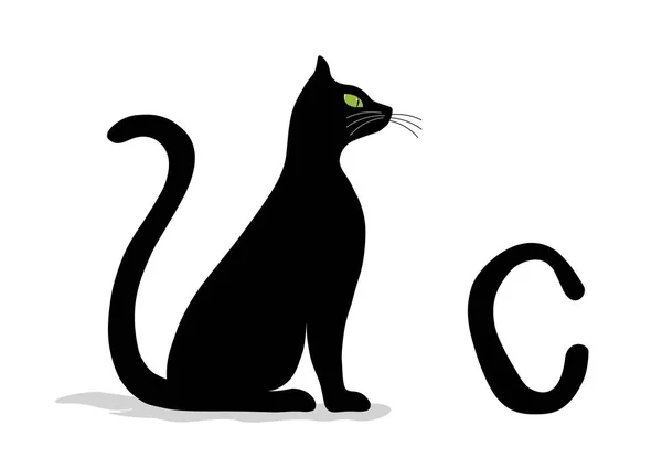 Grappige kat, letter C — Stockvector