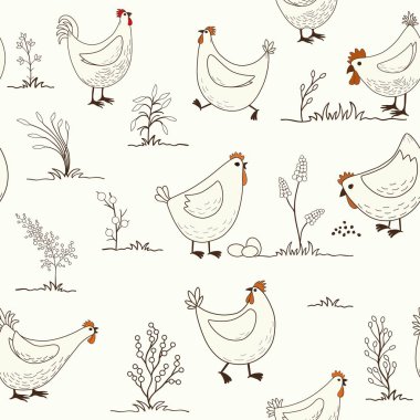 Çizgi film tavuk ile Seamless Modeli 