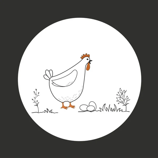 Illustration Isolated Cartoon Chicken White Background — Stock Vector