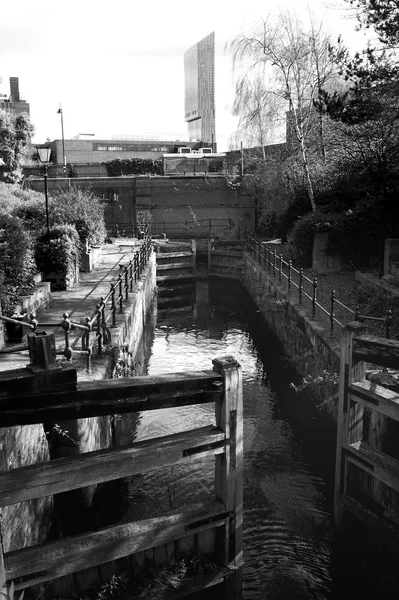 Houten Lock belemmeringen — Stockfoto