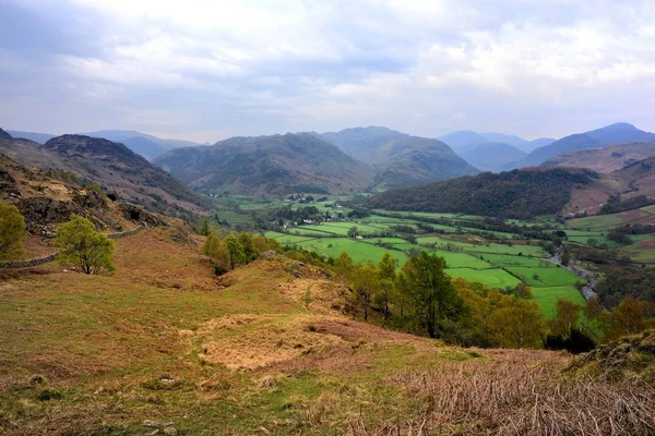 I campi verdi di Rosthwaite — Foto Stock