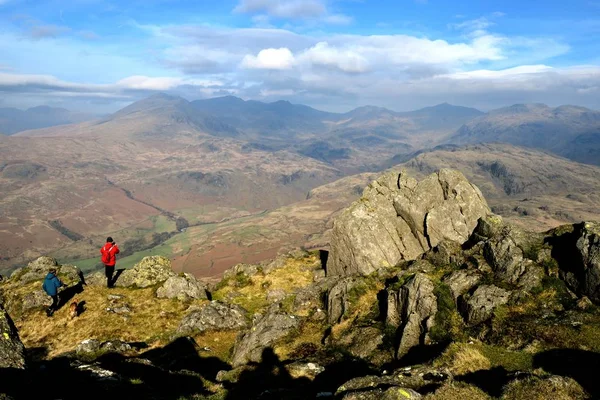 Photographer taking photos of the Scafell range of fells — Stock Photo, Image