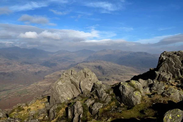 The Eskdale fells from the summit of Harter Fell — Stock Photo, Image