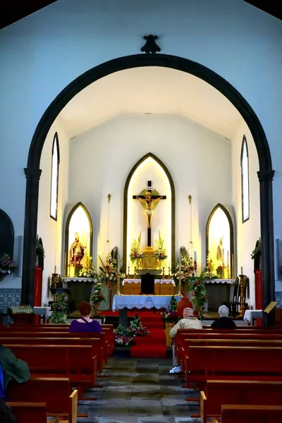 Furnas Azores 23Rd April 2019 Worshipers Church Igreja Saint Nicolau — стокове фото