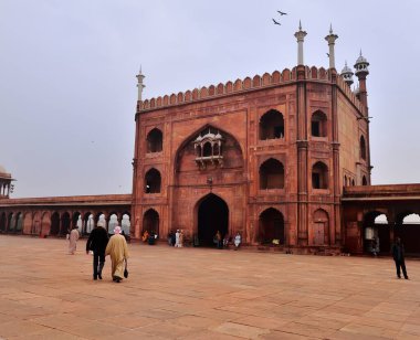 Delhi, India - 7th November 2019:Large entrance gateway tp the Jama Masjid Mosque